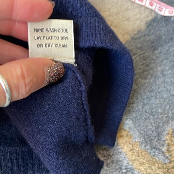 Peter Millan 100% Cashmere V-neck Sweater Navy Blue Medium - Picture 7 of 7